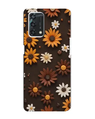 Чехол для OPPO A95 с картинкой «Узор из маленьких подсолнухов»