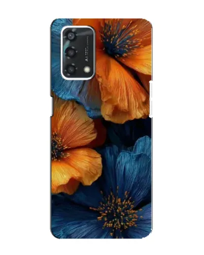 Чехол для OPPO A95 с картинкой «Яркая сине-оранжевая флора» Чехол для OPPO A95 с картинкой «Яркая сине-оранжевая флора»