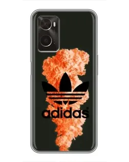 Чехол для OPPO A96 с картинкой «Оранжевый дым Adidas»