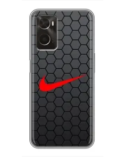 Чехол для OPPO A96 с картинкой «Nike — карбоновая сетка» Чехол для OPPO A96 с картинкой «Nike — карбоновая сетка»