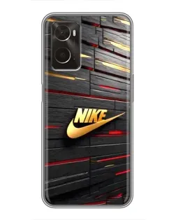 Чехол для OPPO A96 с картинкой «Золотой Nike на металле» Чехол для OPPO A96 с картинкой «Золотой Nike на металле»