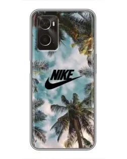 Чехол для OPPO A96 с картинкой «Тропический принт Nike» Чехол для OPPO A96 с картинкой «Тропический принт Nike»
