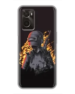 Чохол для OPPO A96 з картинкою «PUBG — вогняний силует»