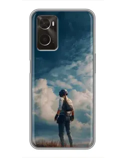Чохол для OPPO A96 з картинкою «Герой PUBG на скелі»