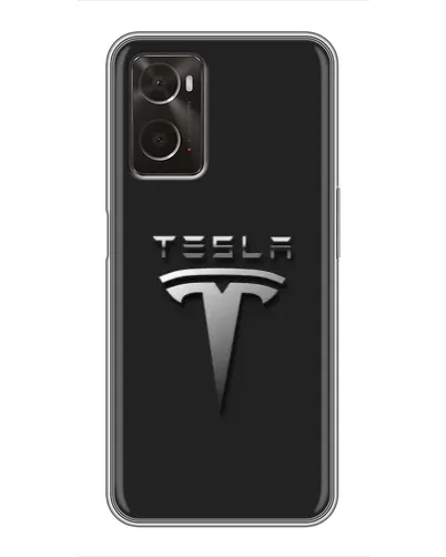 Чохол для OPPO A96 з картинкою «Сталевий логотип Tesla»