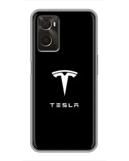 Чохол для OPPO A96 з картинкою «Tesla White Logo»
