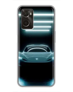 Чохол для OPPO A96 з картинкою «Tesla в неоні»