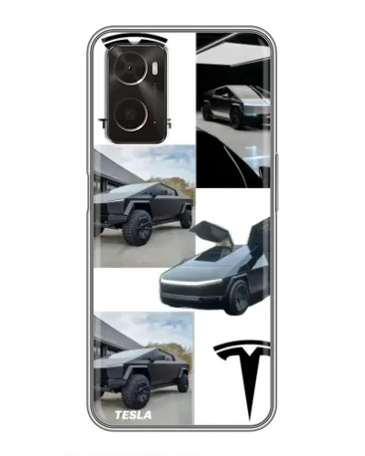 Чохол для OPPO A96 з картинкою «Колаж Cybertruck Tesla»