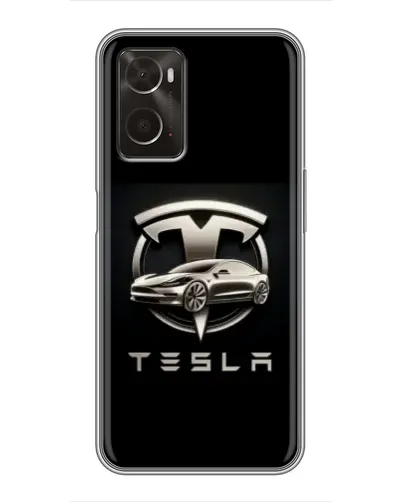 Чохол для OPPO A96 з картинкою «Tesla — срібне авто»