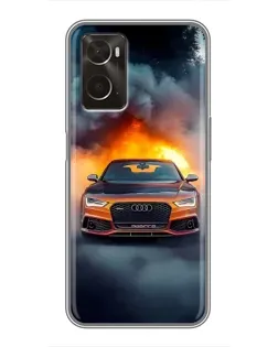 Чохол для OPPO A96 з картинкою «Audi у вогняному диму»