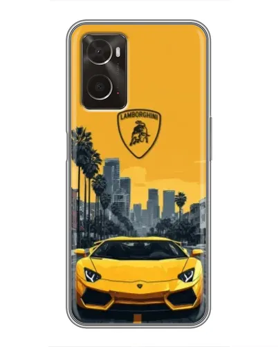 Чохол для OPPO A96 з картинкою «Жовтий Lamborghini місто»