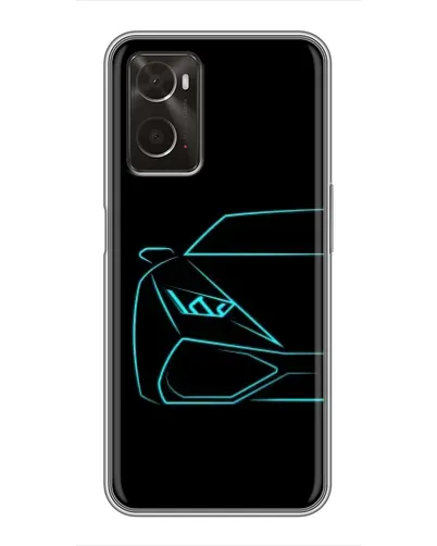 Чохол для OPPO A96 з картинкою «Блакитний силует Lamborghini»