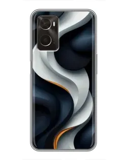 Чехол для OPPO A96 с картинкой «Объемные черно-белые ленты» Чехол для OPPO A96 с картинкой «Объемные черно-белые ленты»
