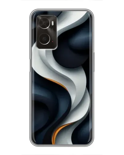 Чехол для OPPO A96 с картинкой «Объемные черно-белые ленты»