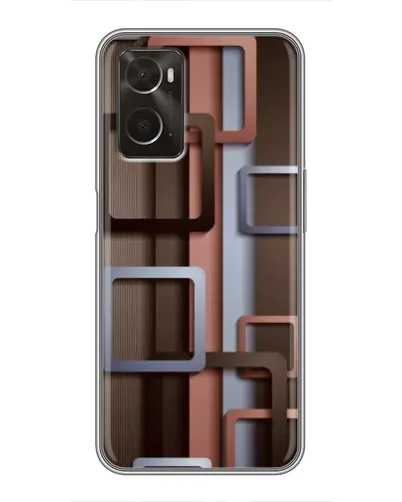 Чехол для OPPO A96 с картинкой «Коричневые объемные квадраты»