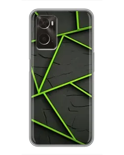 Чехол для OPPO A96 с картинкой «Зеленые геометрические линии» Чехол для OPPO A96 с картинкой «Зеленые геометрические линии»