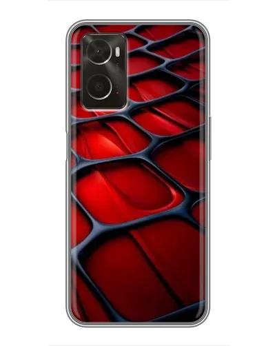 Чехол для OPPO A96 с картинкой «Красная глянцевая сетка»
