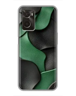 Чехол для OPPO A96 с картинкой «Зеленые кожаные волны» Чехол для OPPO A96 с картинкой «Зеленые кожаные волны»