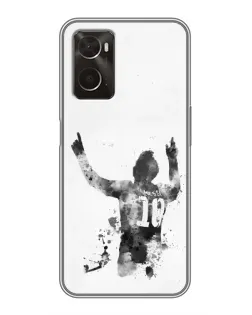 Чохол для OPPO A96 з картинкою «Чорно-білий силует Мессі»