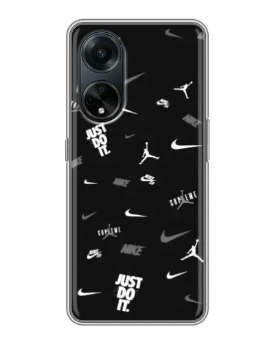 Чохол для OPPO A98 з картинкою «Nike Black Pattern» Чохол для OPPO A98 з картинкою «Nike Black Pattern»