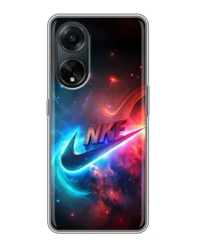 Чехол для OPPO A98 с картинкой «Огненный логотип Nike»