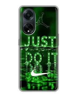 Чехол для OPPO A98 с картинкой «Зеленый неоновый Nike»