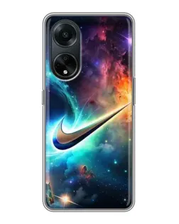 Чехол для OPPO A98 с картинкой «Космический Nike Swoosh»