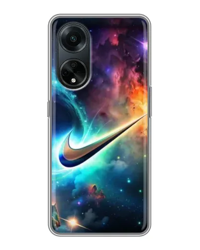 Чехол для OPPO A98 с картинкой «Космический Nike Swoosh»