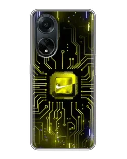 Чехол для OPPO A98 с картинкой «Nike — золотая искра»