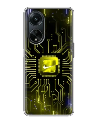 Чехол для OPPO A98 с картинкой «Nike — золотая искра»