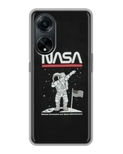 Чехол для OPPO A98 с картинкой «NASA — шагаем по Луне»