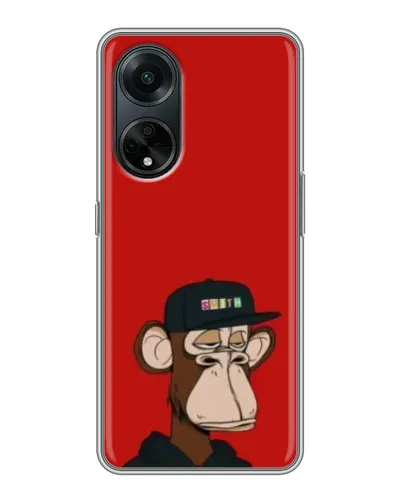 Чехол для OPPO A98 с картинкой «Bored Ape — красный фон» Чехол для OPPO A98 с картинкой «Bored Ape — красный фон»