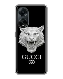 Чохол для OPPO A98 з картинкою «Gucci — срібний лев»