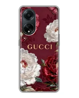 Чохол для OPPO A98 з картинкою «Gucci — бордові троянди»