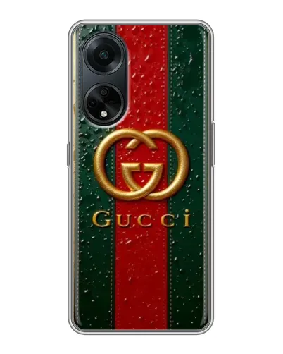 Чохол для OPPO A98 з картинкою «Gucci — фірмова смуга та золото» Чохол для OPPO A98 з картинкою «Gucci — фірмова смуга та золото»
