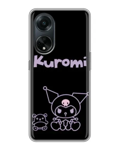Чехол для OPPO A98 с картинкой «Kuromi — черный минимализм»