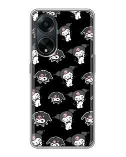 Чехол для OPPO A98 с картинкой «Черный паттерн Kuromi»
