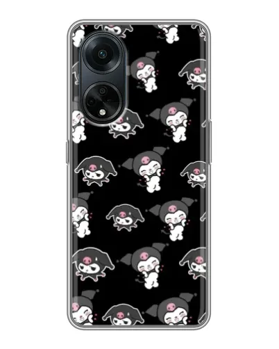 Чехол для OPPO A98 с картинкой «Черный паттерн Kuromi»