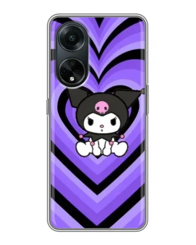 Чехол для OPPO A98 с картинкой «Kuromi и фиолетовые сердца»