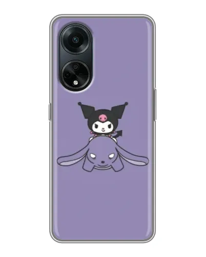 Чехол для OPPO A98 с картинкой «Kuromi на лиловом фоне»