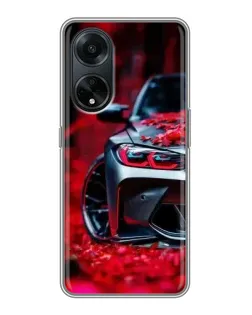 Чохол для OPPO A98 з картинкою «Спортивна BMW та квіти»