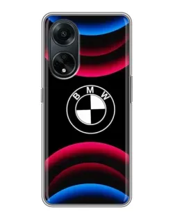 Чохол для OPPO A98 з картинкою «Логотип BMW та неонові дуги»
