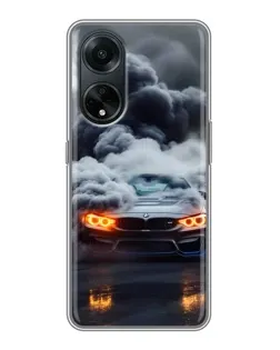 Чохол для OPPO A98 з картинкою «BMW у диму»