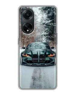 Чохол для OPPO A98 з картинкою «BMW у зимовому лісі»