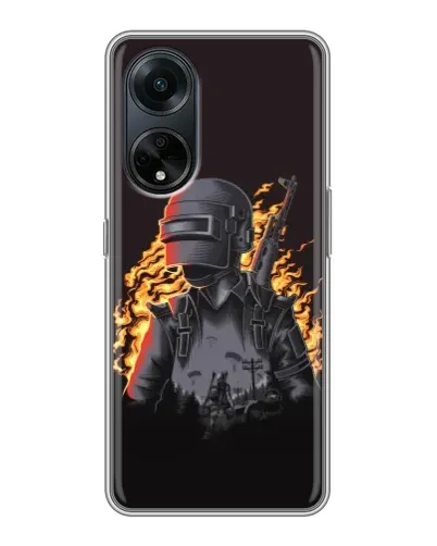Чохол для OPPO A98 з картинкою «PUBG — вогняний силует»