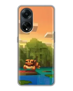 Чохол для OPPO A98 з картинкою «Майнкрафт захід сонця»