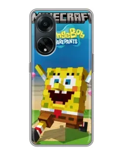 Чохол для OPPO A98 з картинкою «Губка Боб Minecraft»