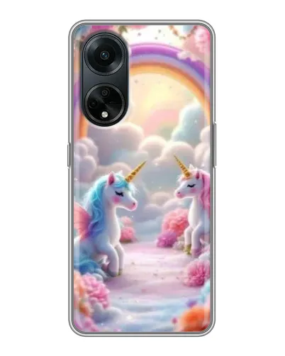 Чохол для OPPO A98 з картинкою «Веселка і єдинороги»