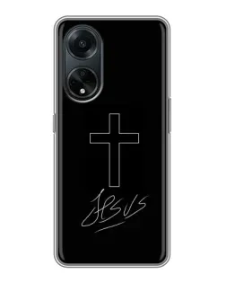 Чехол для OPPO A98 с картинкой «Графический крест Jesus» Чехол для OPPO A98 с картинкой «Графический крест Jesus»