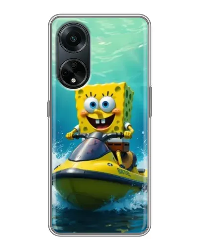 Чохол для OPPO A98 з картинкою «Спанч Боб на гідроциклі»